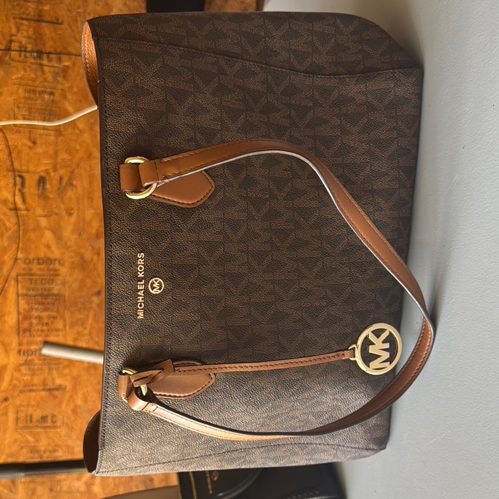 Michael Kors Brown Signature Tote with Gold Accents